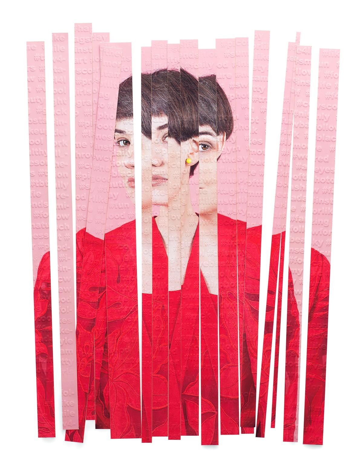 Karen Navarro, Subject #5, 2019, archival inkjet print, laser-cut and embossed on gesso panel